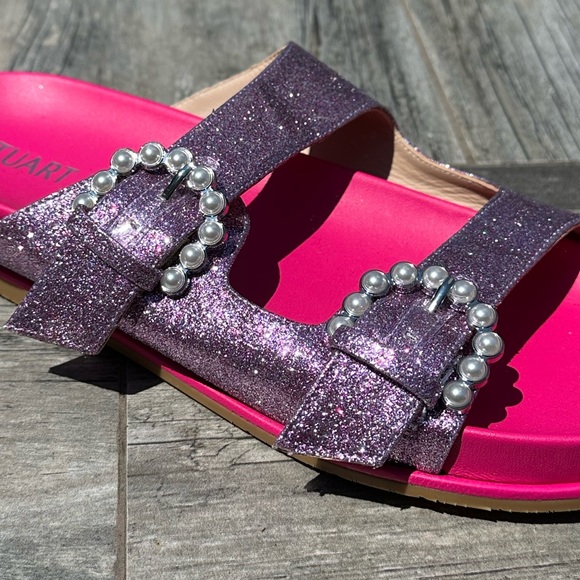 Stuart Weitzman Piper Embellished Glitter Slides - Picture 7 of 8